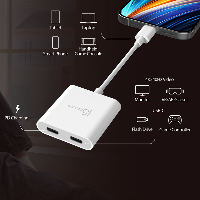 USB-C®-zu-Dual USB-C® mit Video oder Power Delivery