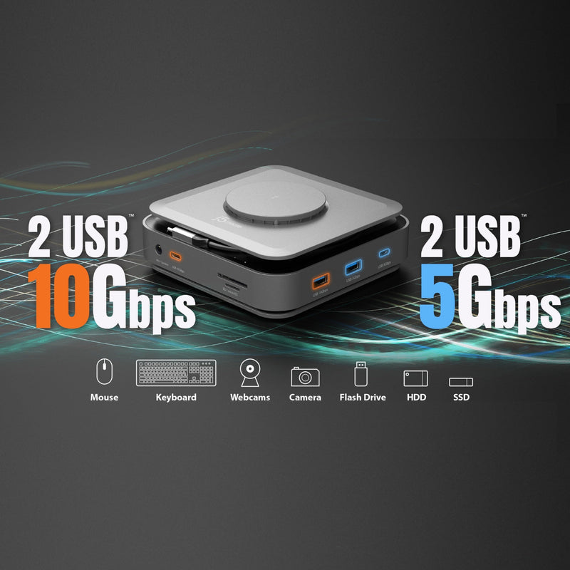 USB-C® Dock Dual 4K HDMI ™ med 140W GaN PD 3.1 Strømadapter