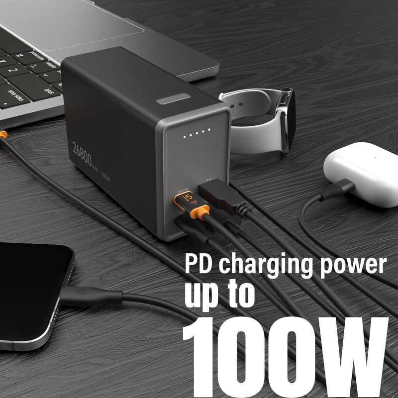 26800mAh PD 100W 4-portars strömbank