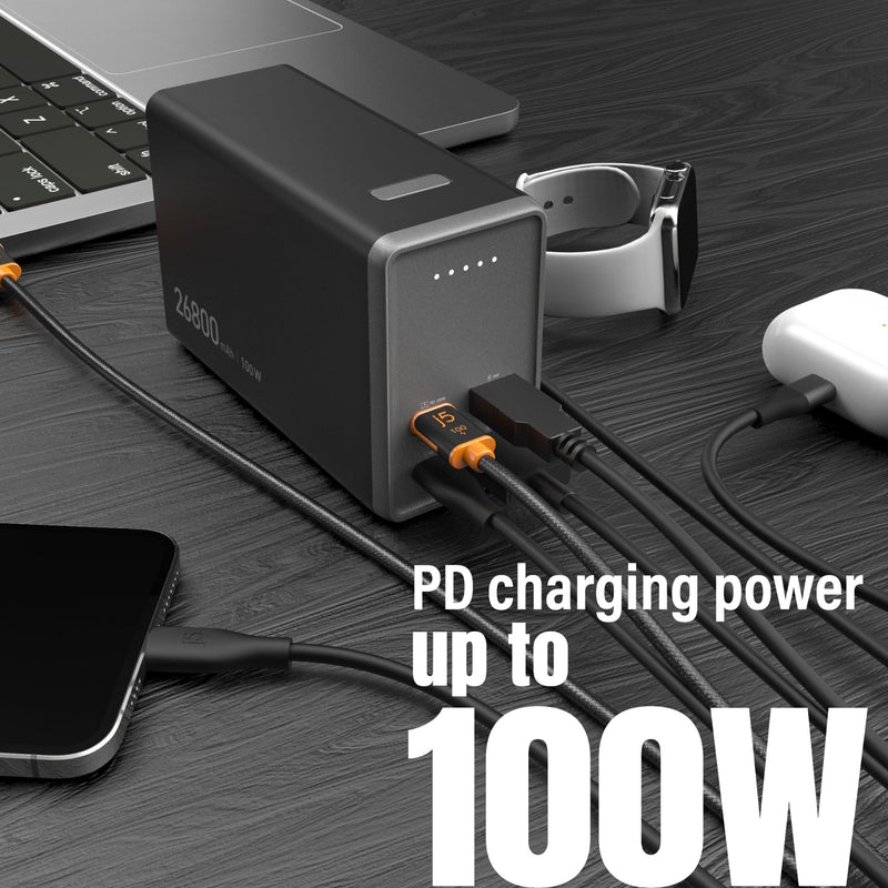 26800mAh PD 100W 4-portars strömbank