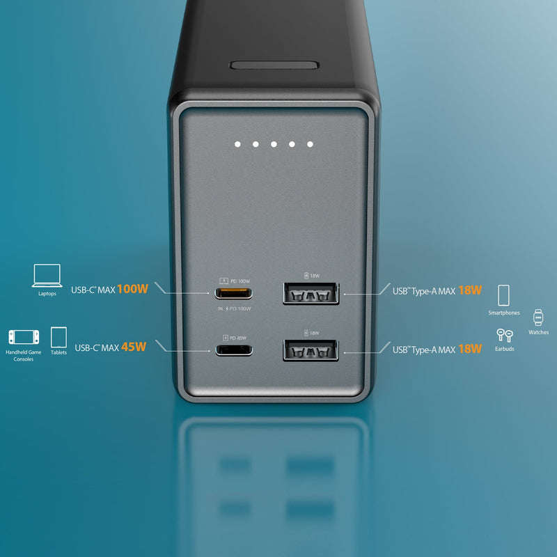 26800mAh PD 100W 4-portars strömbank