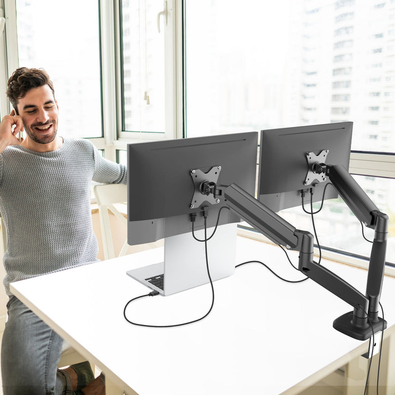 Ergonomische dubbele monitormontage