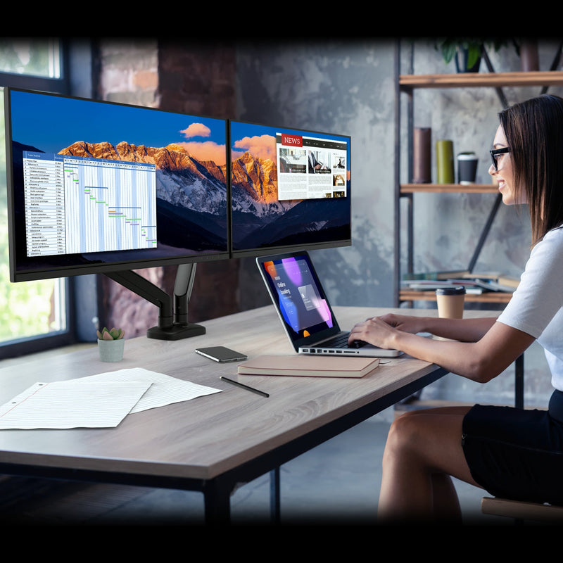 Ergonomische dubbele monitormontage