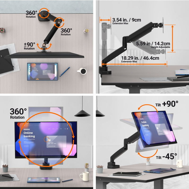 Ergonomiskt skärmfäste med dockningsstation