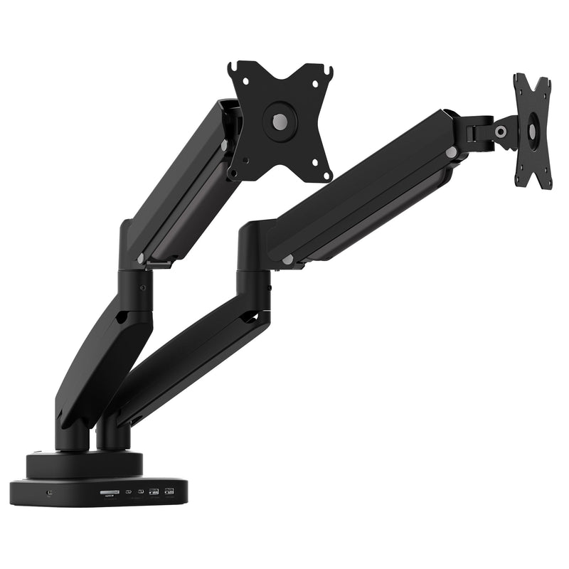 Ergonomische dubbele monitorbeugel met dockingstation