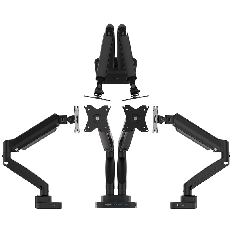 Ergonomische dubbele monitorbeugel met dockingstation