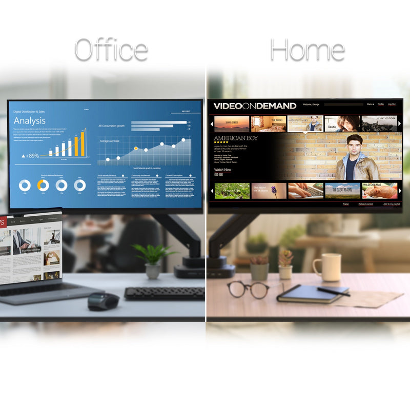 Ergonomische dubbele monitorbeugel met dockingstation