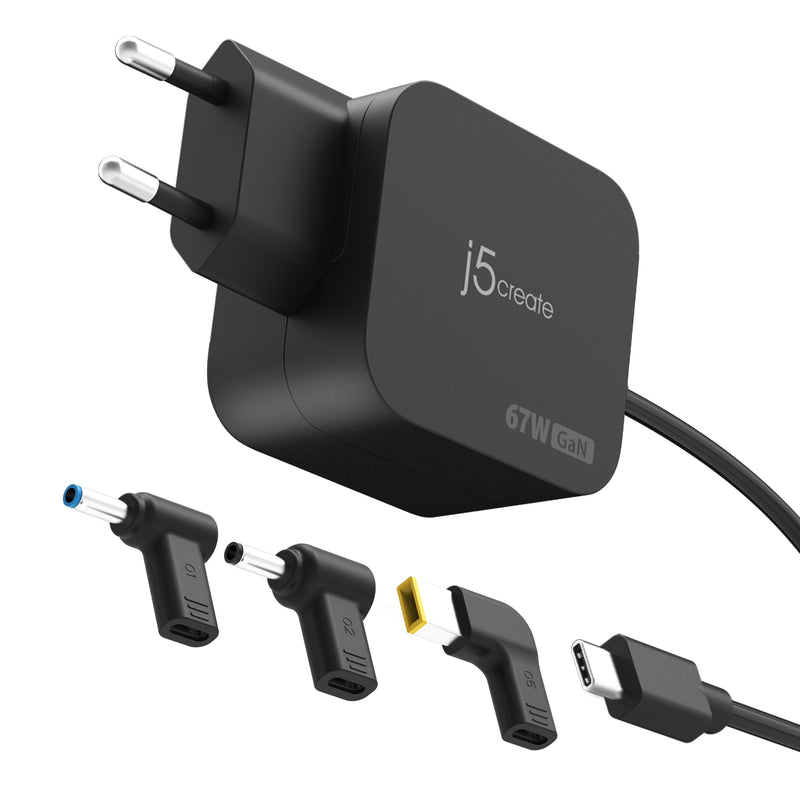 67W GaN PD USB-C® Mini Charger with 3 Types of DC Connector - EU