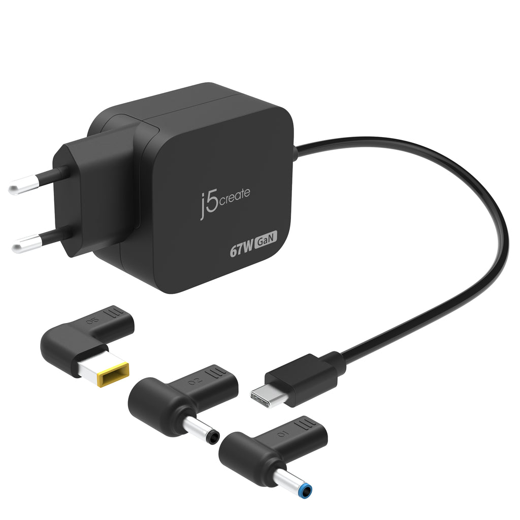 67W GaN PD USB-C® Mini Charger with 3 Types of DC Connector - EU