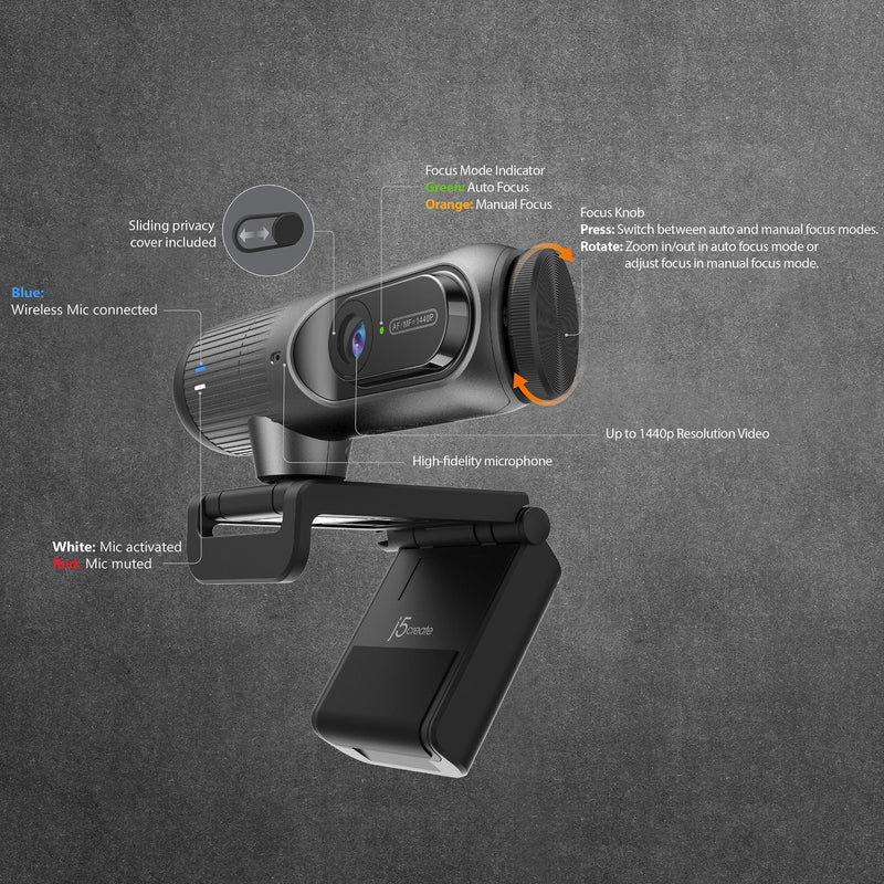 2K AI-aangedreven Webcam met Auto-Focus