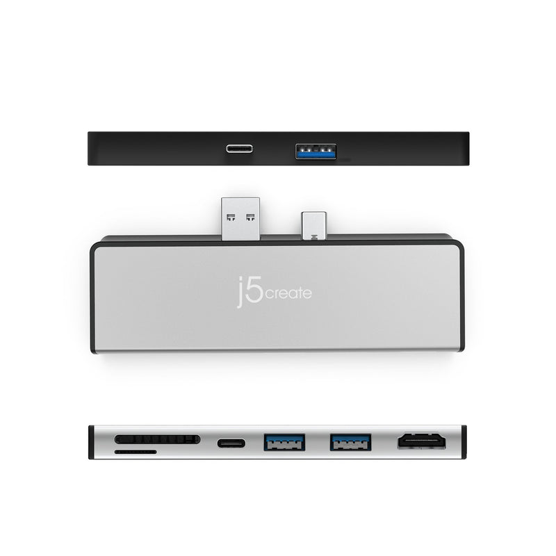 j5create JCD324B Ultradrive Minidock™ pour Surface™ Pro 7, comprend 1x port HDMI et 3x ports USB, Noir