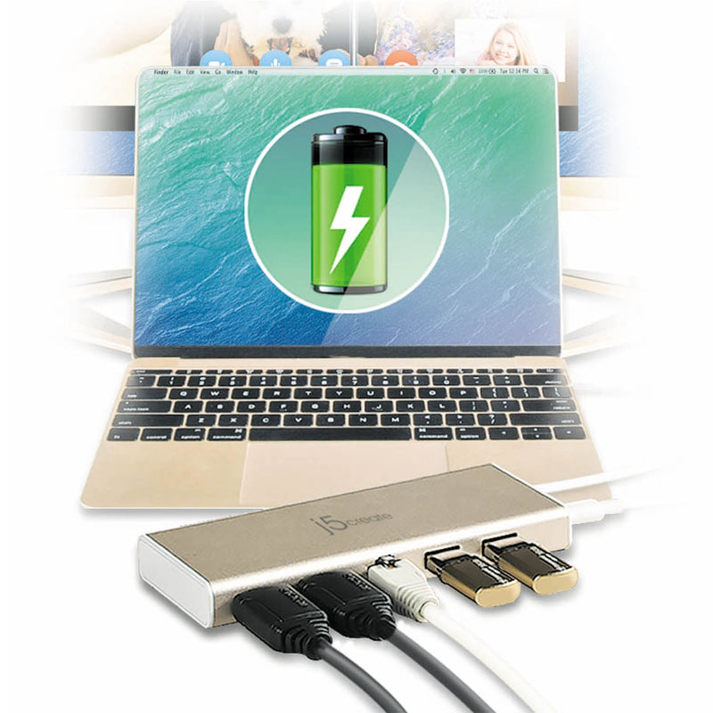 USB Type-C™ Dual HDMI Mini Dock-Ethernet/ USB 3.1 HUB / PD2.0