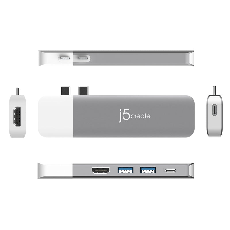 j5create JCD387 Dock Ultradrive Modulaire USB-C® à Double Affichage avec Kit, Argent et Blanc