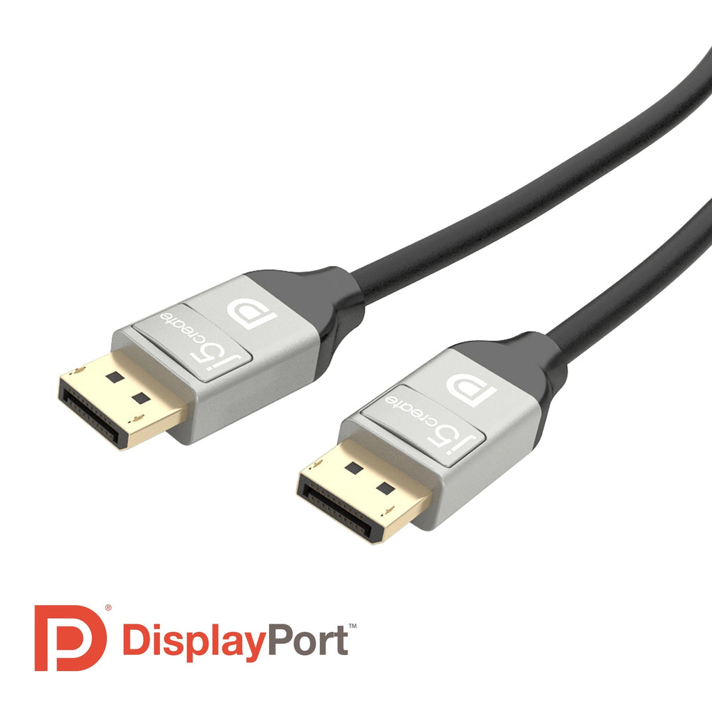 j5create JDC42 Câble DisplayPort™ 4K, Noir et Gris, 1,8 m