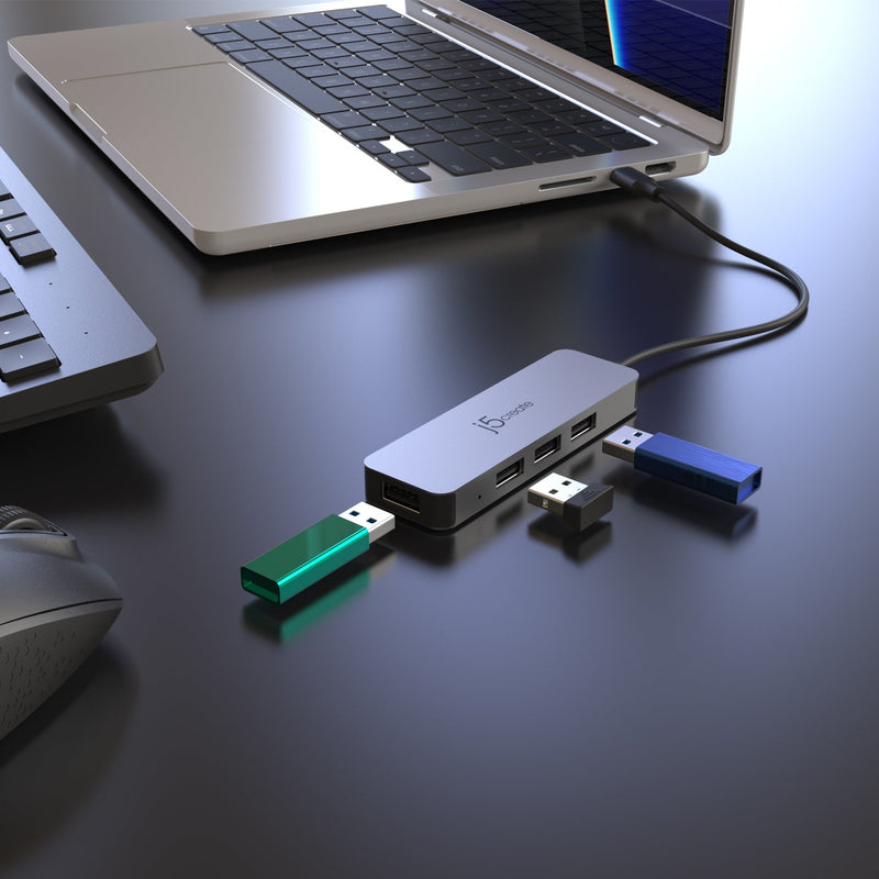 Laptopstandaard met USB™ 4-poorts hub