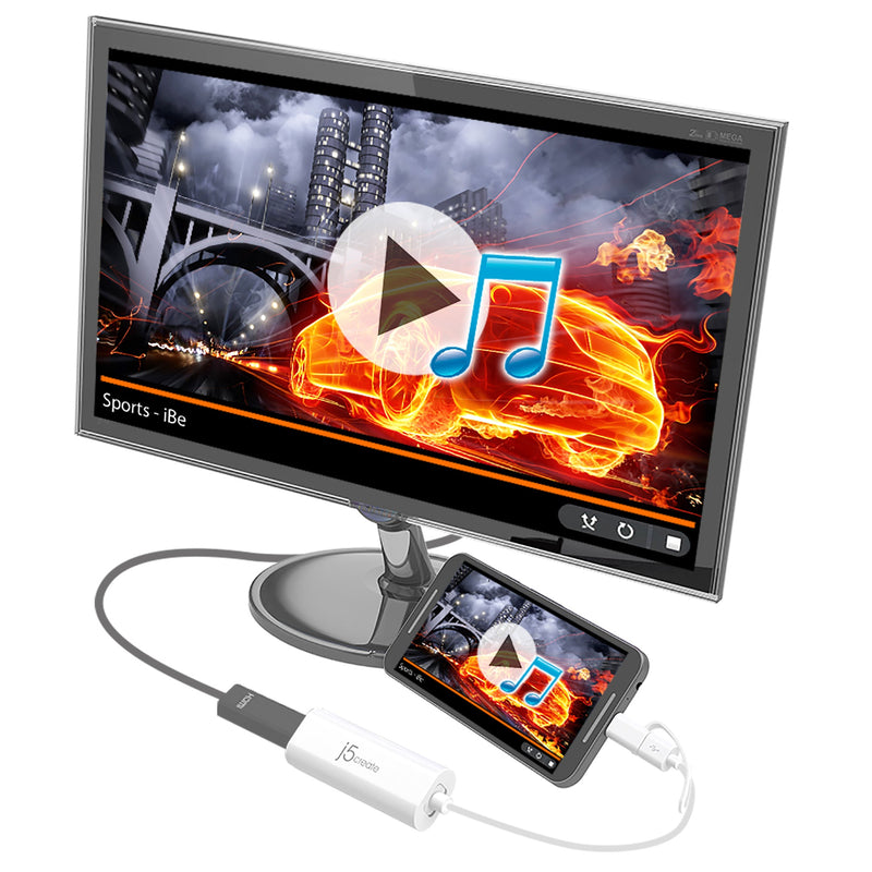j5create JUA165C Adaptateur Vidéo Android™ USB™ vers HDMI™, Blanc