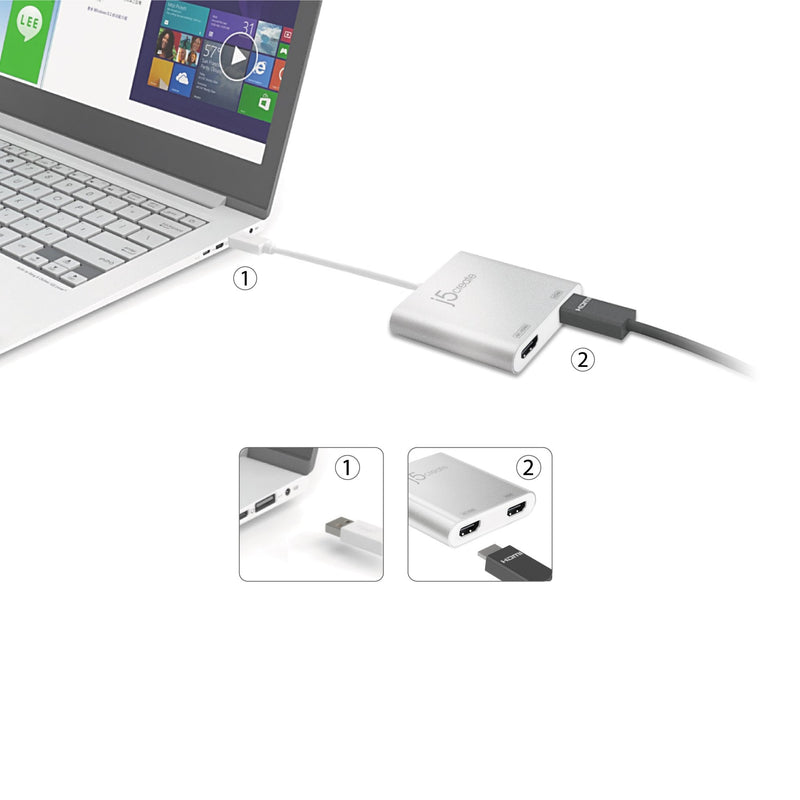 USB™ 3.0 naar Dual HDMI™ Multi-Monitor-adapter