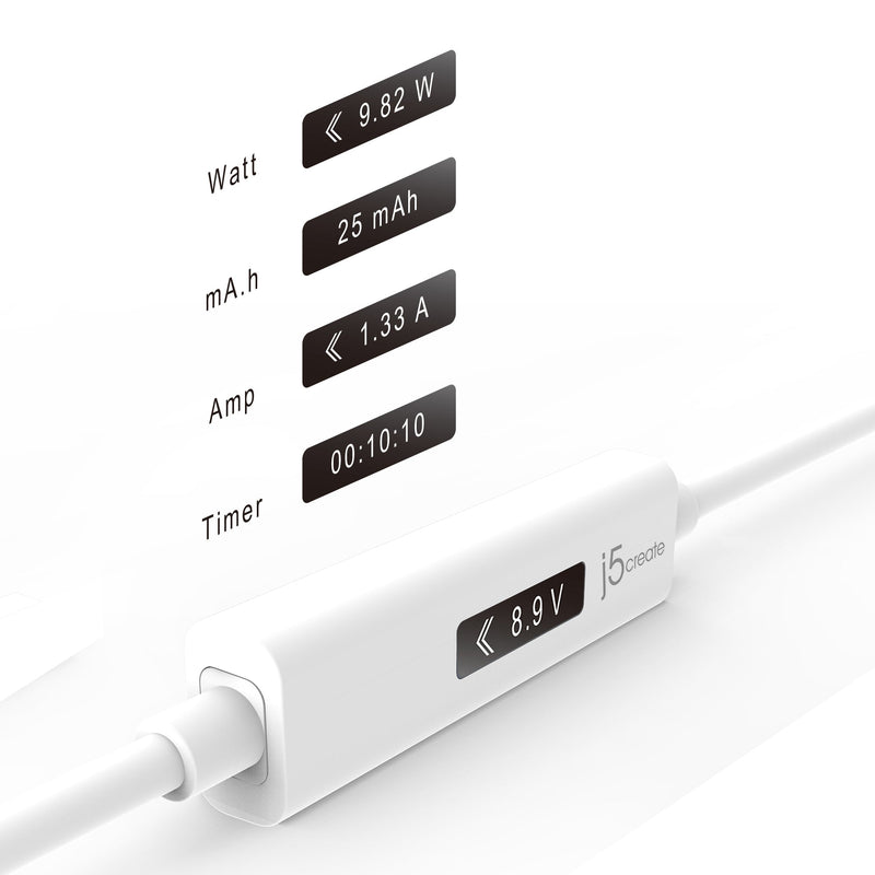USB-C™ 2.0 to USB-C™ Cable With OLED Dynamic Power Meter