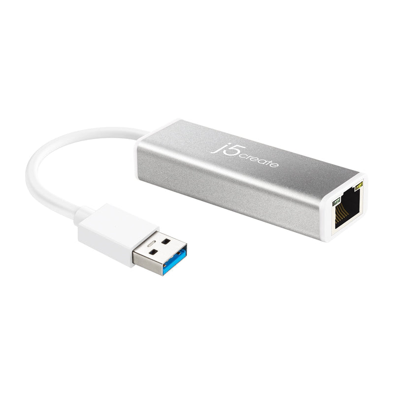 j5create JUE130 Adaptateur USB™ 3.0 vers Gigabit Ethernet, Argent et Blanc