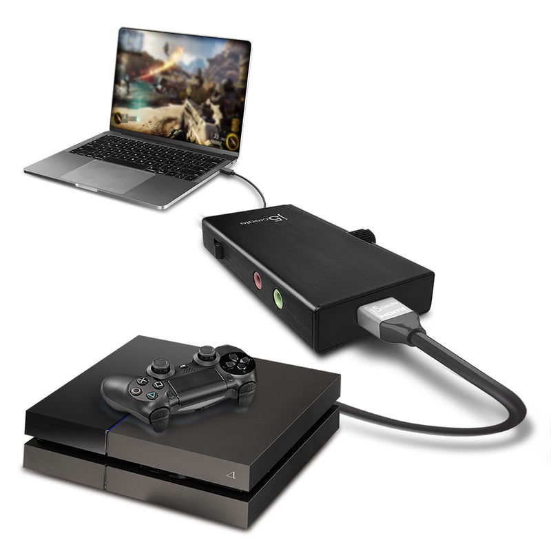 j5create JVA02 Adaptateur de Vidéo Capture HDMI™ vers USB-C™ avec Power Delivery, Noir