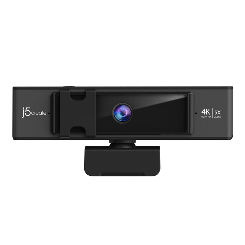 j5create JVCU435 Webcam USB™ 4K Ultra HD avec télécommande de zoom numérique 5x, résolution de capture vidéo 3840 x 2160, noir et argent